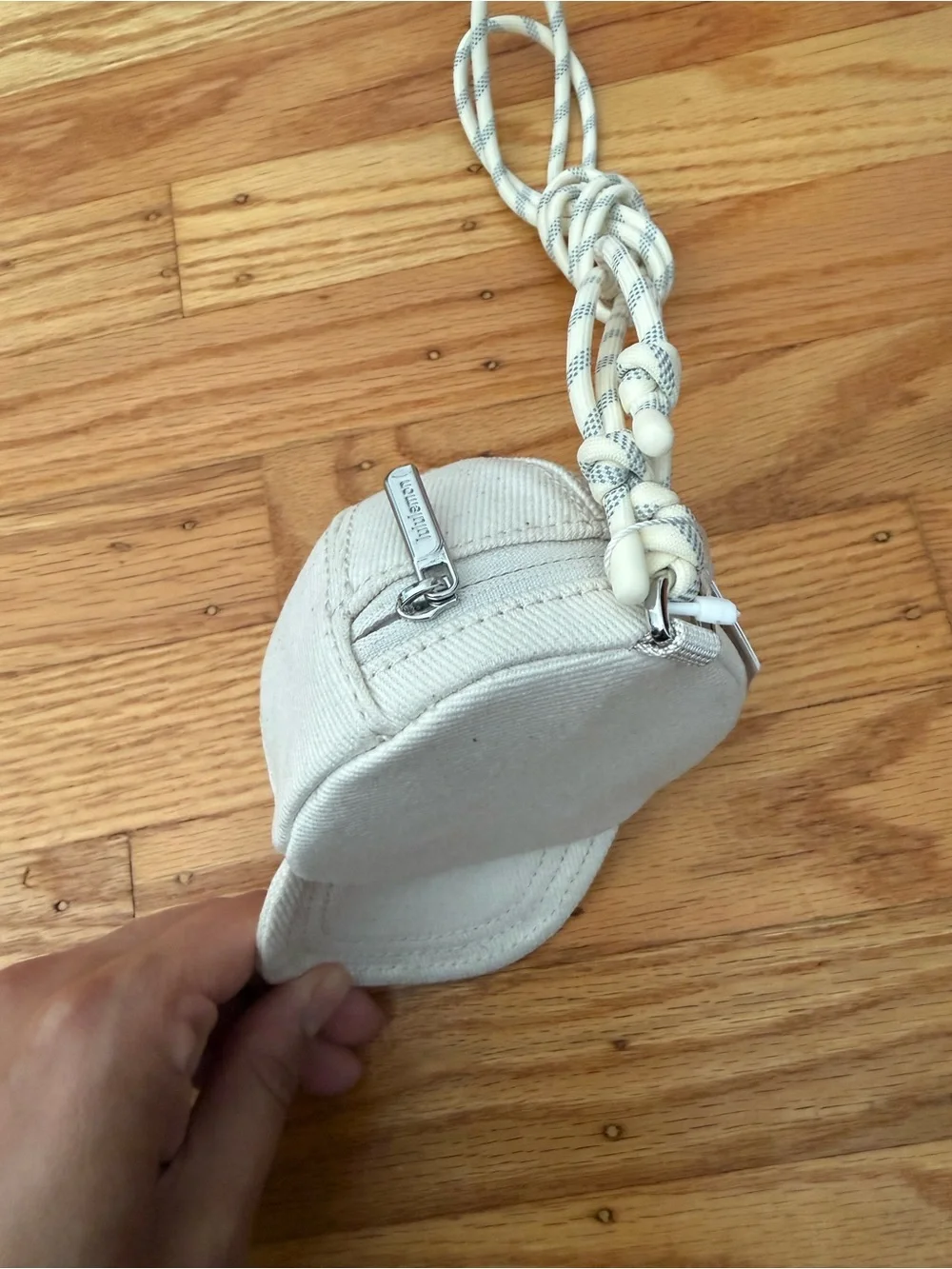 lululemon Cream and Gray Ball Cap Nano Lanyard